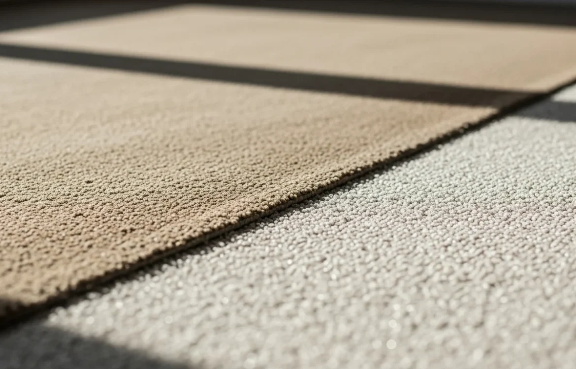 Close-up of beige carpet samples showing texture and shadows. Important details for Carpet Replacement: Landlord Responsibility? 2026 Guide.