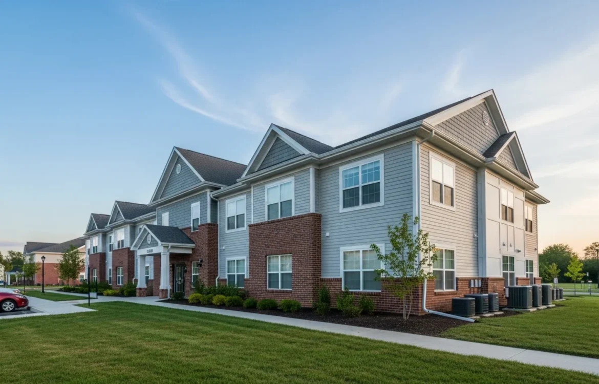 Modern gray and brick apartment complex exterior. Cheap Apartments in New Jersey: Your Complete 2026 Guide.