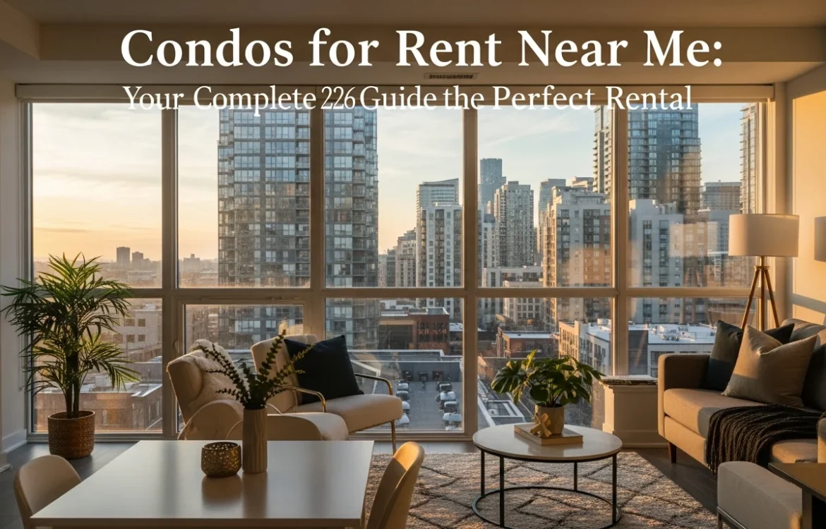 Luxury condo interior with city view. Use our guide: Condos for Rent Near Me: Your Complete 2026 Guide to Finding the Perfect Rental.