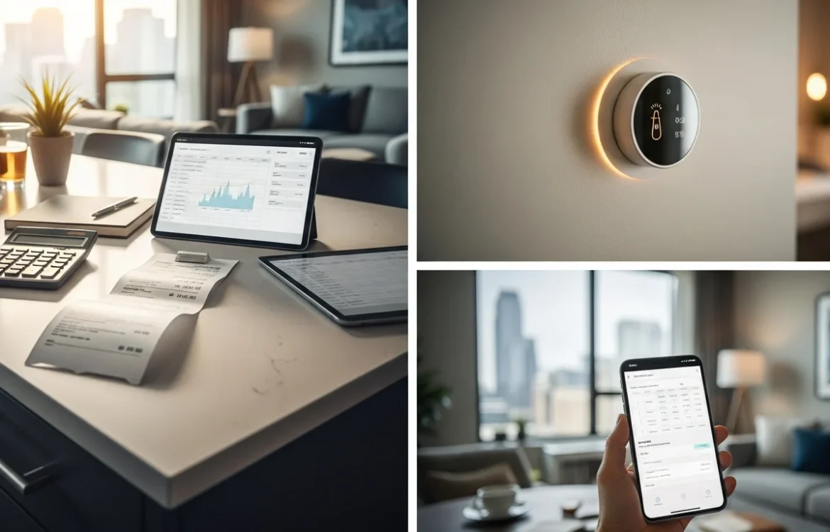 Smart thermostat, calculator, and bill demonstrate How Much Are Utilities in an Apartment? 2026 Cost Guide planning.