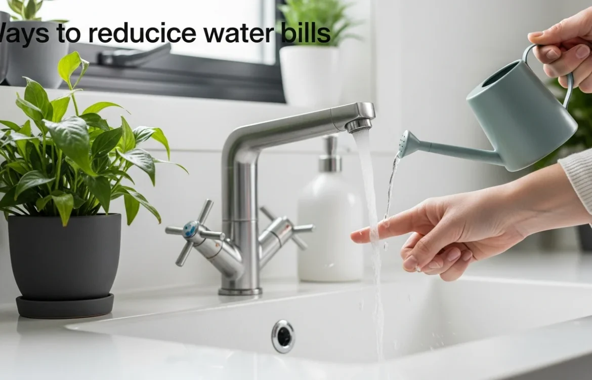 Water conservation shown by filling a small watering can from a sink faucet. Follow the How to Reduce Water Bill: 2026 Guide to Lowering Costs.