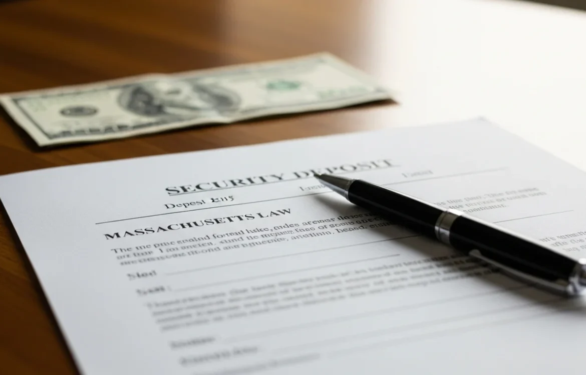 Security deposit document and money. This photo illustrates the Massachusetts Security Deposit Laws: Complete 2026 Guide for Renters.