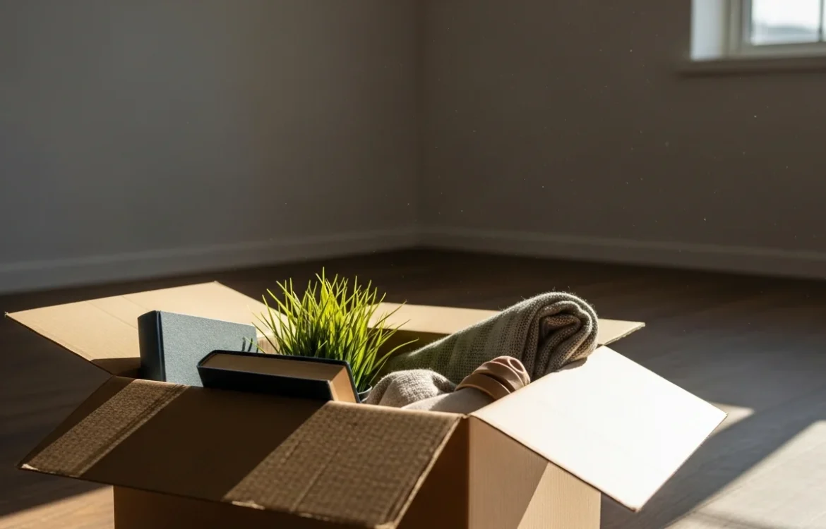 Abandoned moving box in an empty room related to Tenant Property Left Behind: A Complete Guide for Landlords & Renters.