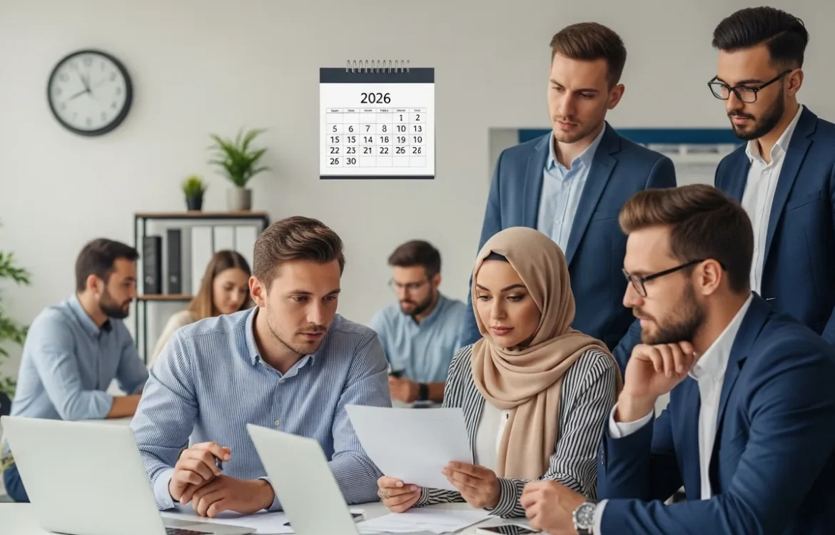 Professionals discussing How Long Does a Background Check Take? Complete 2026 Guide in a modern office.