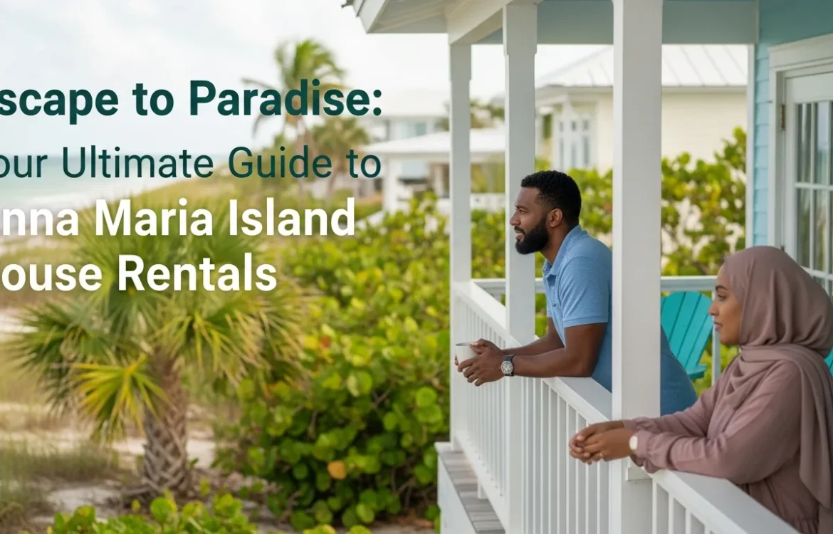 A couple on a beach balcony overlooking the ocean at one of the Anna Maria Island house rentals.