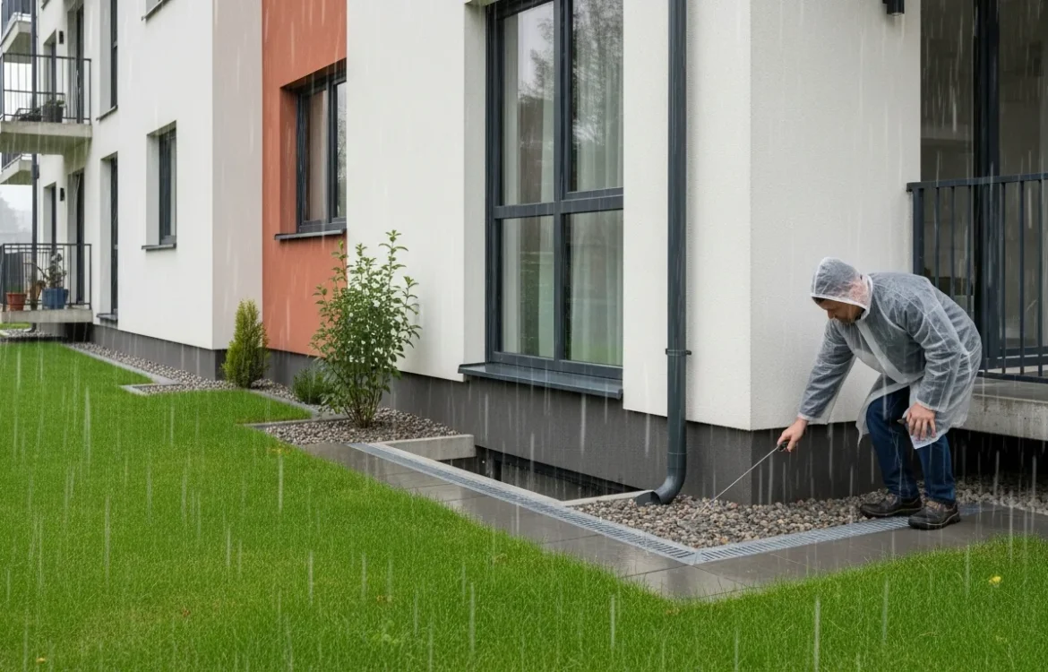 Assessing if are garden level apartments prone to flooding by examining a modern basement window and drainage.