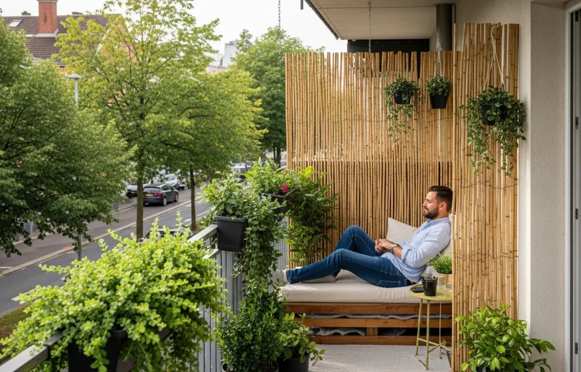 Learn how to block street view from your apartment balcony using stylish privacy screens and tall potted plants.
