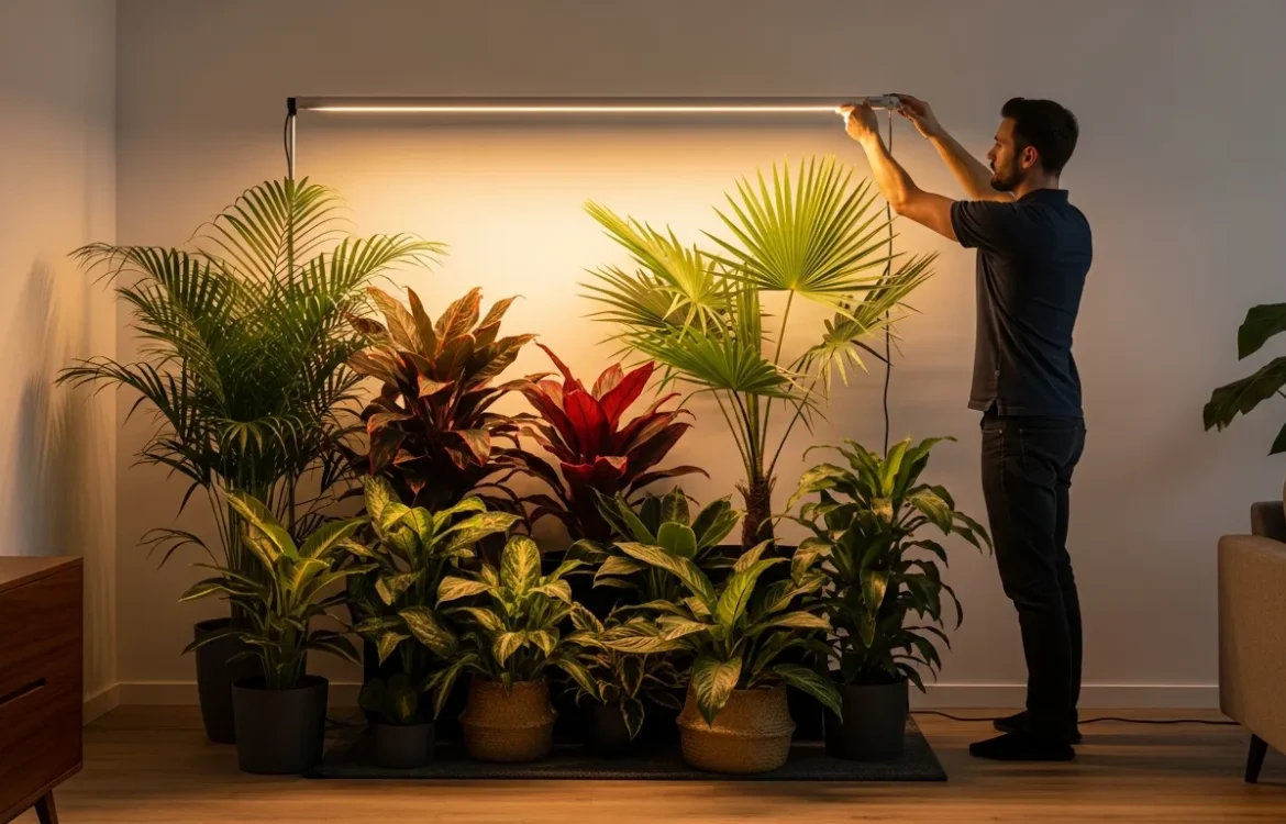 A guide on how to use grow lights for indoor apartment plants to help greenery thrive in small living spaces.