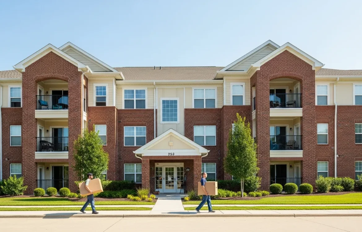 Modern residential building exterior and lush landscaping at Wallen Hills Apartments.