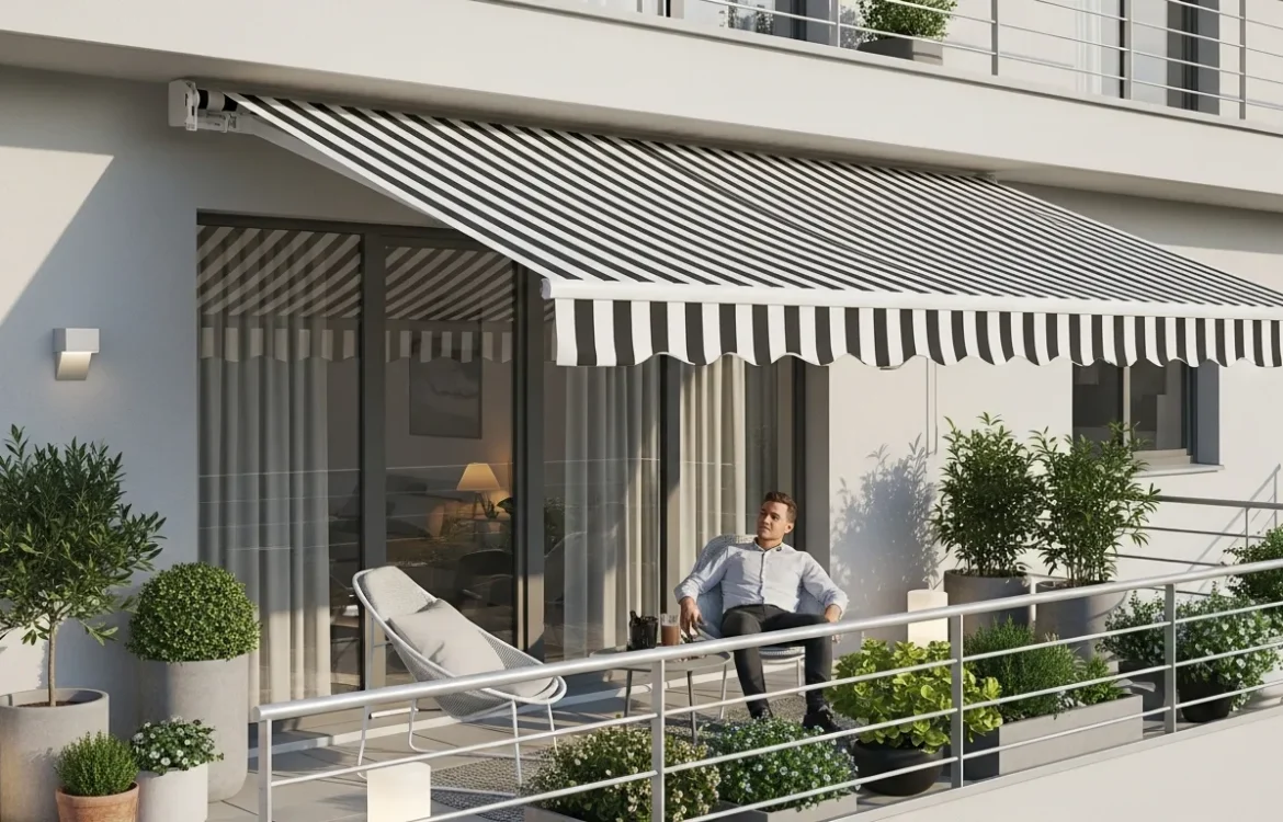 Stylish renter friendly balcony awning ideas for adding shade to an apartment patio without permanent fixtures.