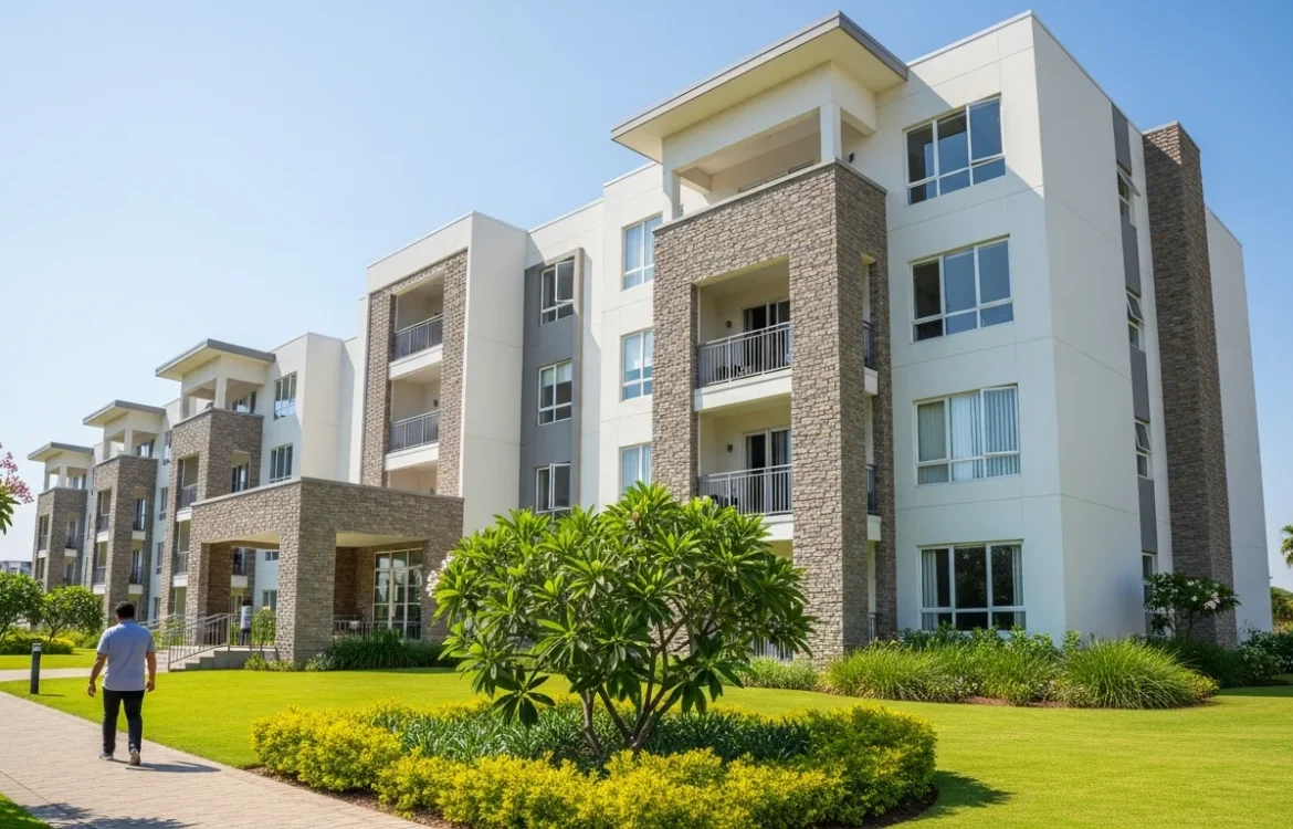 Exterior view of the modern Waller Hillside Plaza Apartments Waller TX residential complex with manicured landscaping.